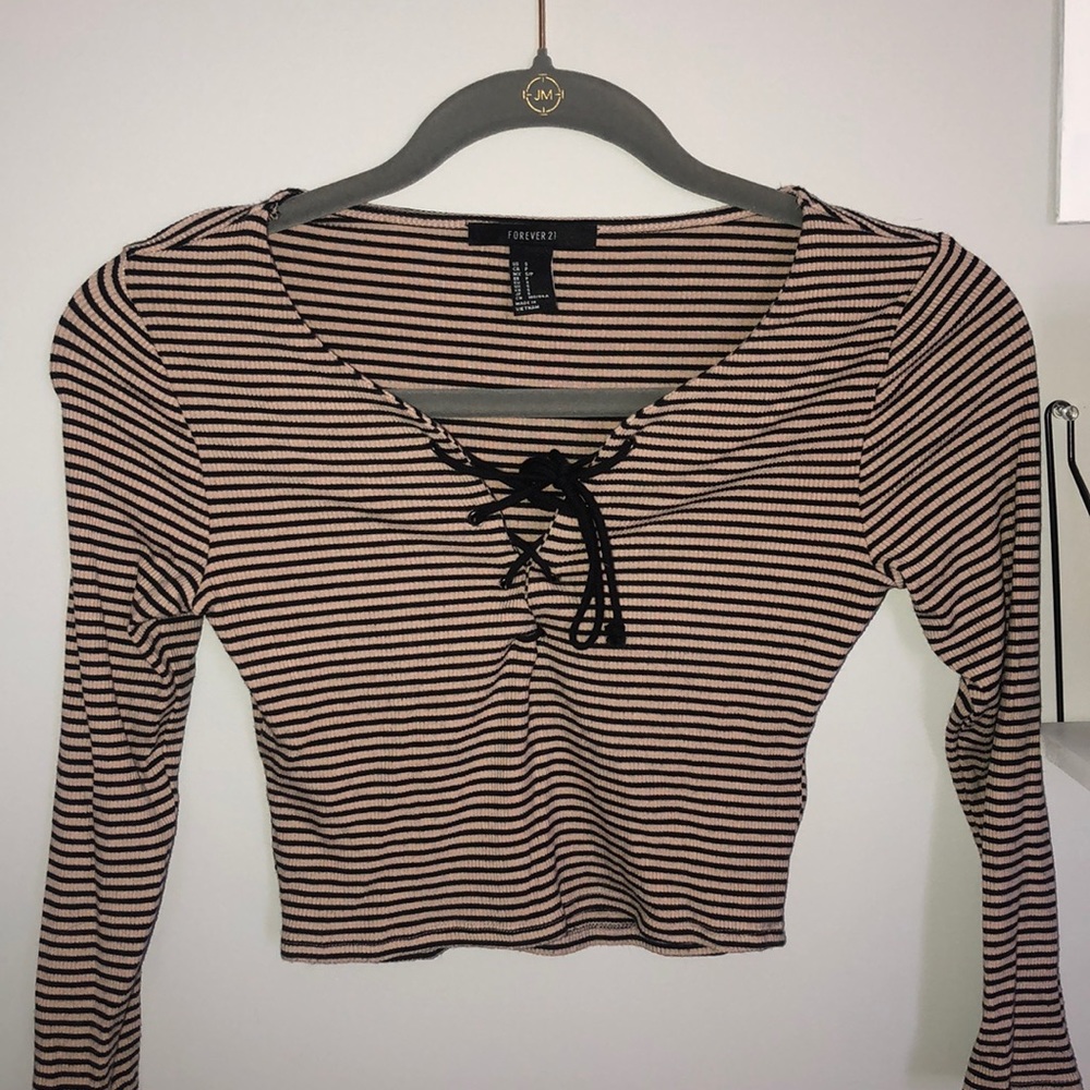 Beige and black striped Forever 21 top